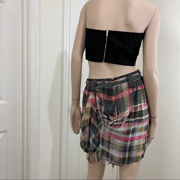 TED BAKER London Plaid Chiffon Skirt Size 2 - Picture 4 of 8